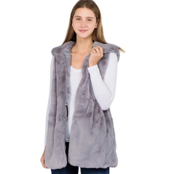 Women’s Long Faux Fur Vest Sz M - Picture 1 of 9